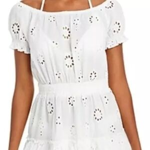 Aqua White Eyelet Ruffle Swimsuit Cover-Up – NWT (Size M)